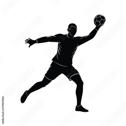 Silhouette of a soccer goalkeeper catching a ball sport