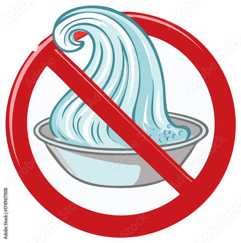 No Water Usage Illustration Red Prohibition Sign Concept Depicting Save Water Idea and Water Conservation