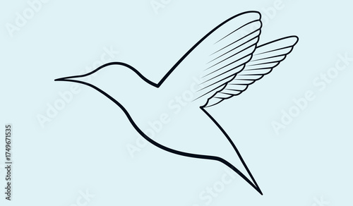 Minimalist flying hummingbird line vector logo .simple bird art and Vector illustration.