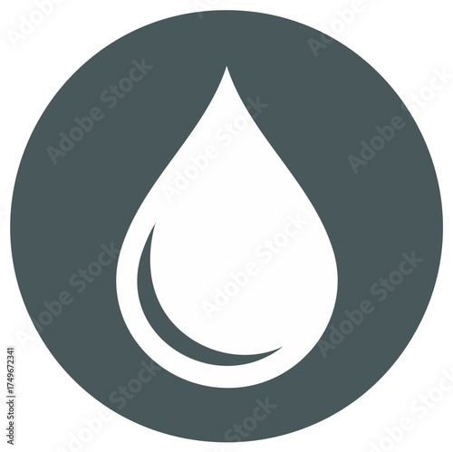 Simple Water Drop Icon Design within a Circle. Symbol of clean aqua and freshness.