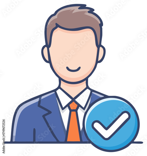 Man in Suit with Check Mark Icon