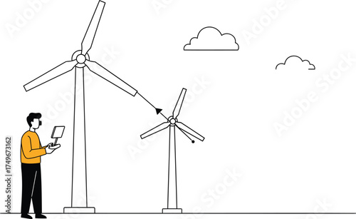 Engineer Monitoring Wind Turbine Performance for Renewable Energy Generation