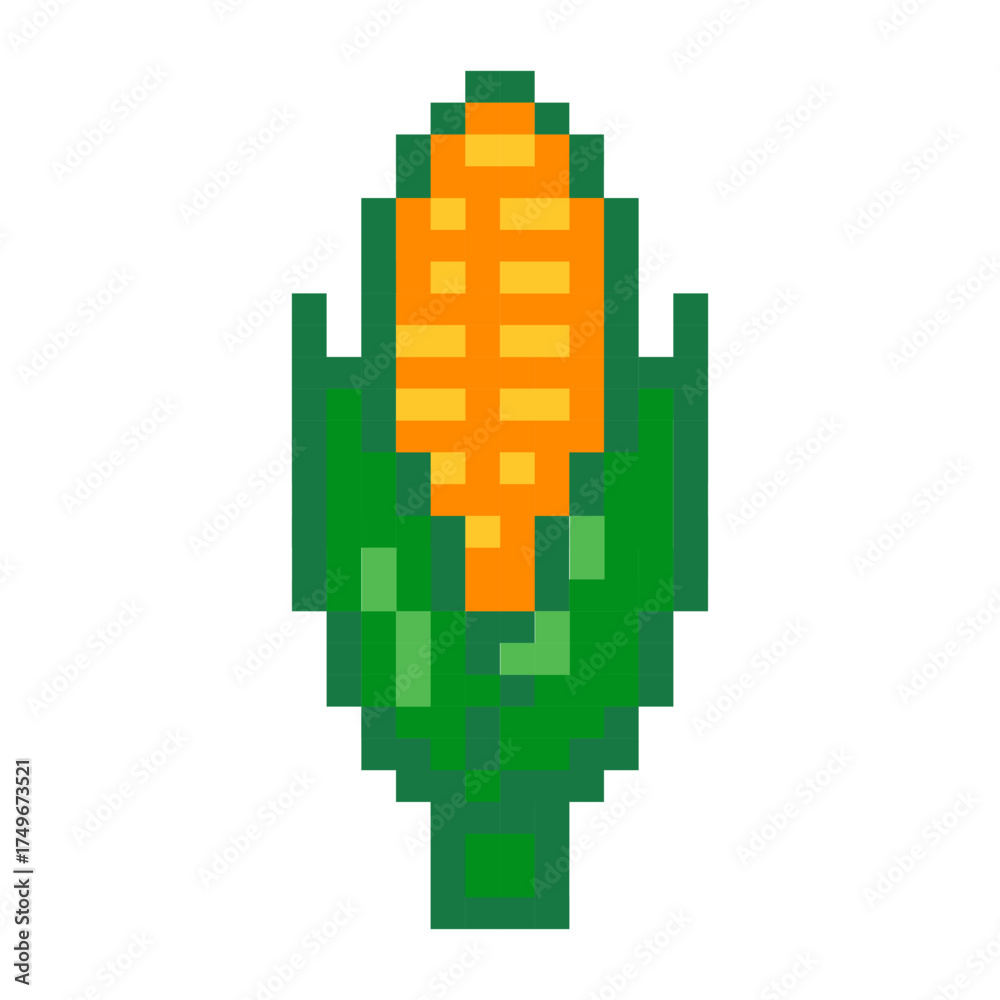Fototapeta premium Yellow Corn Vegetable Pixel Art