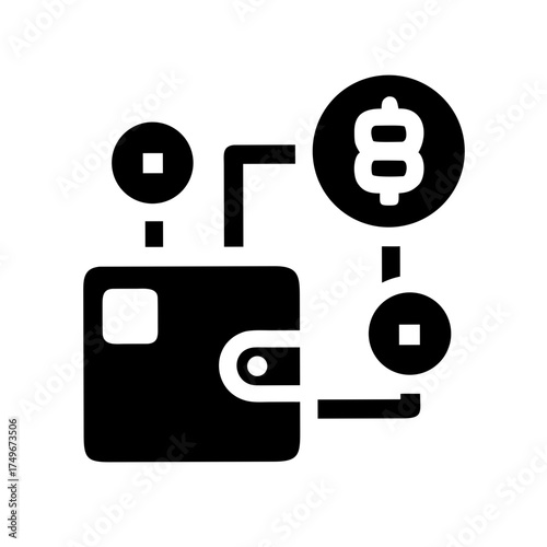 Wallet connected to cryptocurrency coins for finance use
