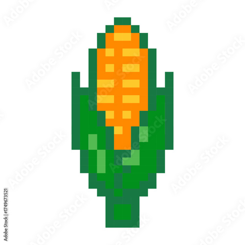 Yellow Corn Vegetable Pixel Art