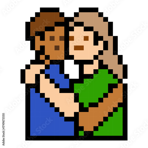 Two People Hugging Pixel Art