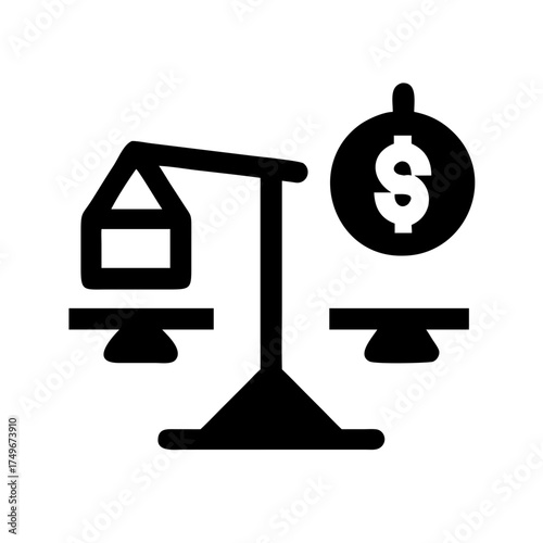 House and dollar sign on scale