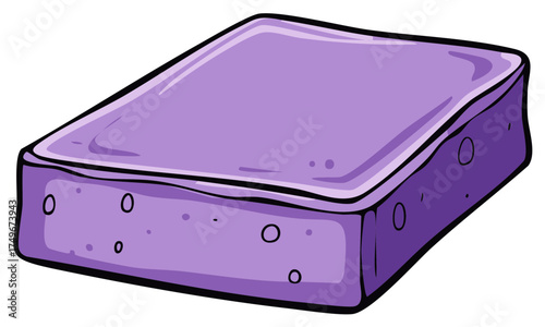 Simple purple washing sponge cartoon illustration for household cleaning chores
