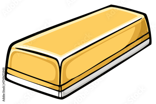 Cartoon Gold Bar With Outline Symbolizing Wealth and Value
