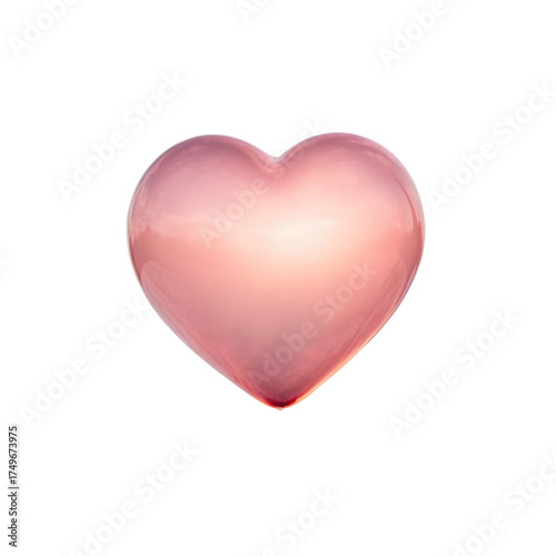 Pink heart shaped object isolated on transparent background for love concept