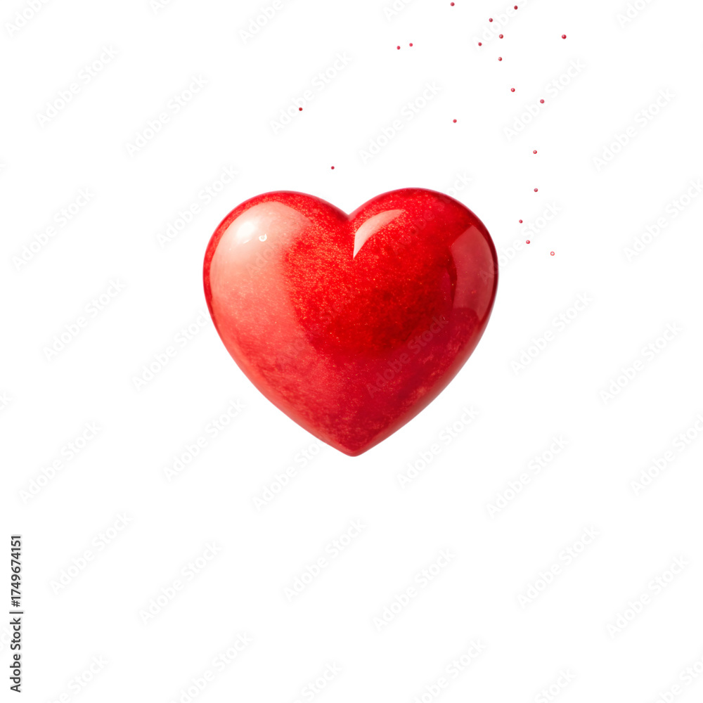 Obraz premium Shiny red heart isolated on transparent background for valentines day concept