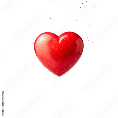 Shiny red heart isolated on transparent background for valentines day concept
