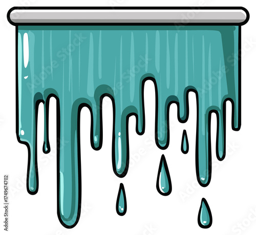 Cartoon illustration of stylized water falling from above.