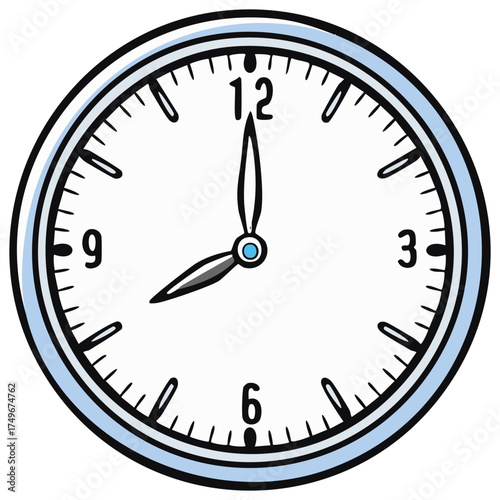 Cartoon Clock Illustration at Eight o'Clock  Symbol of Time Passing Illustration