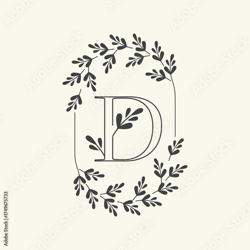 Letter d leaf modern minimalist logo design vector