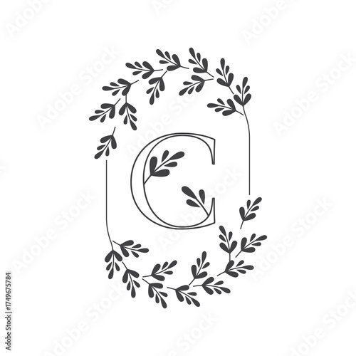 Letter c leaf modern minimalist logo design vector