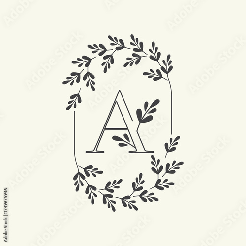 Letter a leaf modern minimalist logo design vector