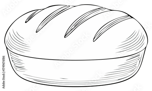 Loaf of Freshly Baked Bread Graphic Illustration Simple Hand Drawn Sketch