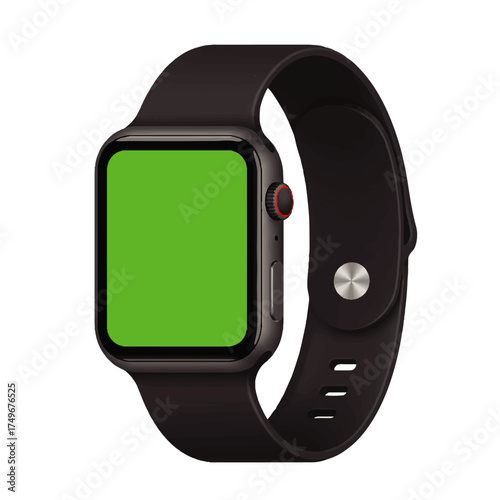 Modern Smartwatch with Green Screen Display.