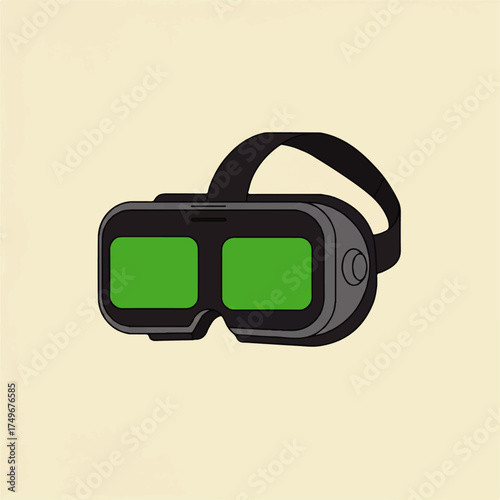 Modern Virtual Reality Headset with Green Screens.