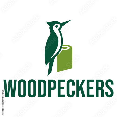 woodpeckers bird flat minimalist logo design