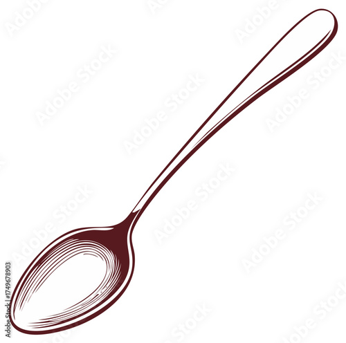 Elegant Engraved Dinner Spoon Classic Kitchen Utensil Stylized Drawing