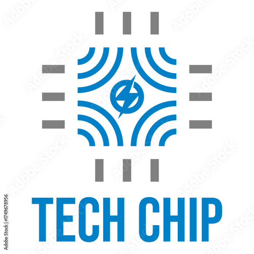 technology chip flat minimalist logo design