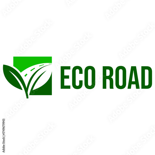 eco road flat minimalist logo design