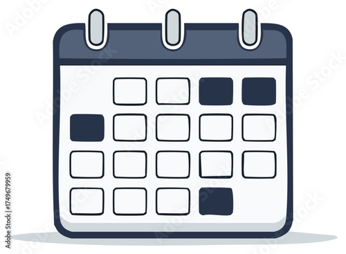 Cartoon Styled Calendar Sheet Illustrating Deadline Dates and Marked Appointments for Planning, Organization