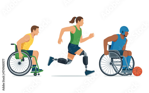 Athletes with disabilities participating in sports