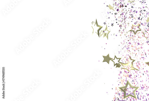 Sparkling gold stars on whi...