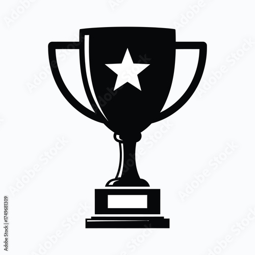 A black trophy with a star design a victorious achievement silhouette