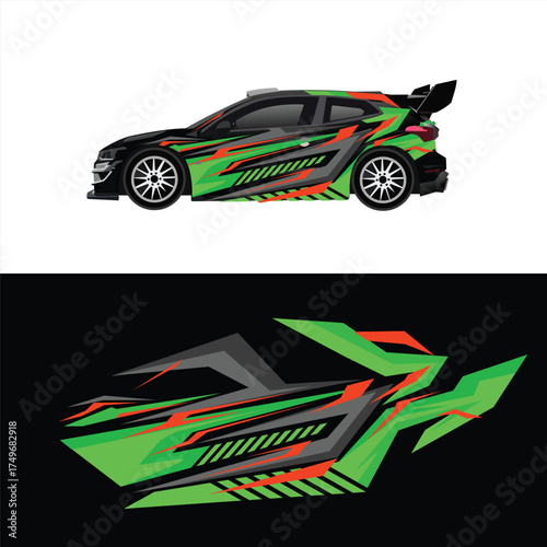Dynamic Modern Racing Car Wrap Livery Graphic Template and Design Concept