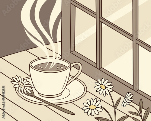 Steaming Chamomile Tea — Warm and Relaxing Moment