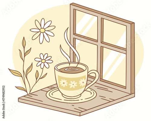 Steaming Chamomile Tea — Warm and Relaxing Moment