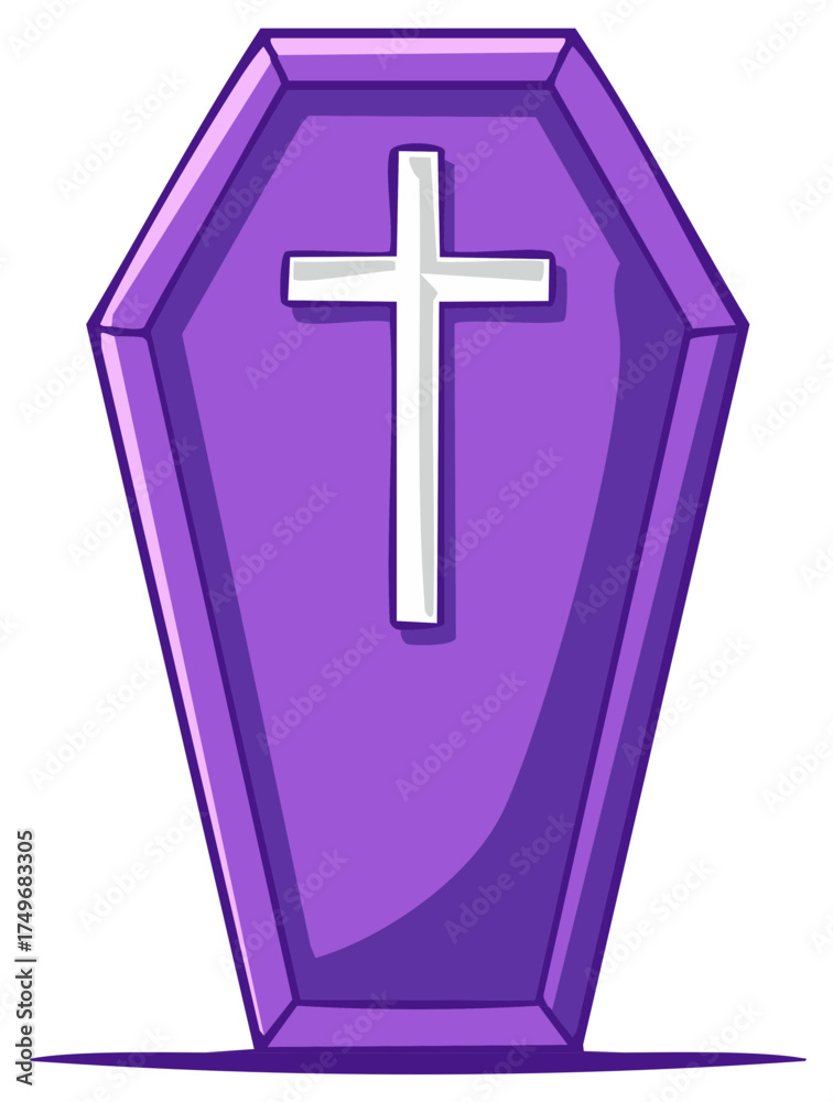Obraz premium Cartoon Coffin with Cross, Halloween, Purple