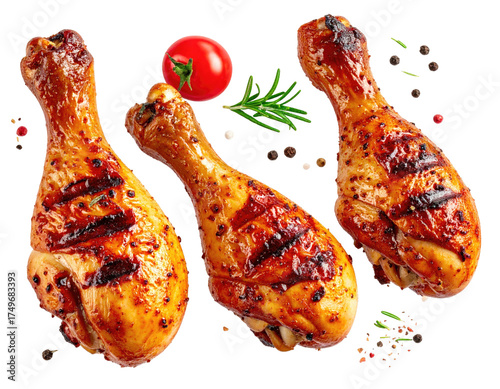 Grilled chicken drumsticks with herbs and spices