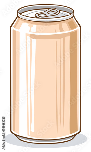 Blank Aluminum Can Beverage Illustration, Drink Container, Soft Drink or Beer Container Design