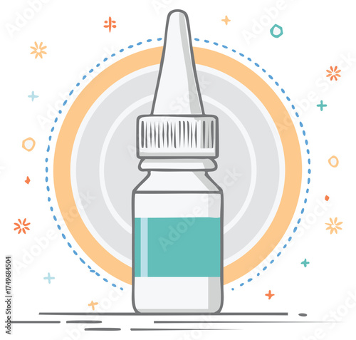 Medical dropper bottle or nasal spray illustration for health care