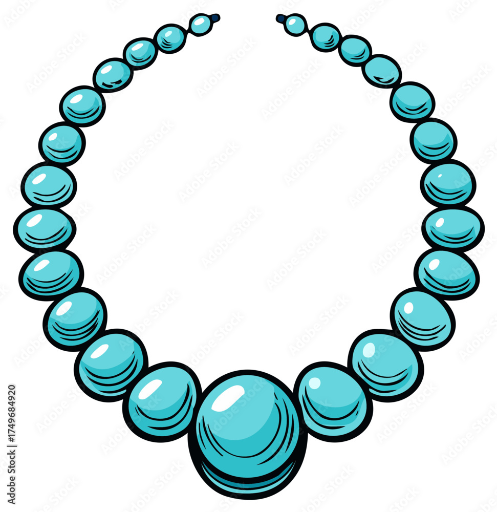 Obraz premium Turquoise Bead Necklace Illustration, Vector Jewelry Design