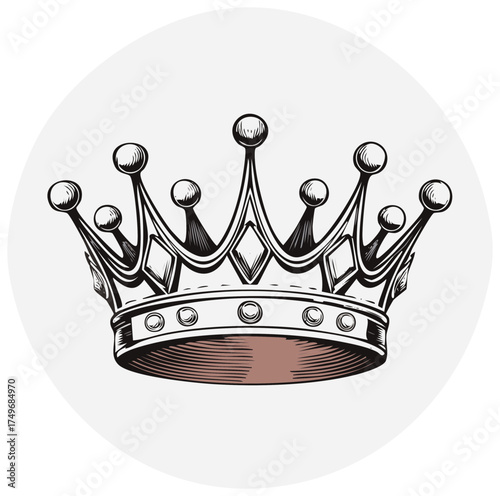 Ornate Royal Crown Emblem with Gem Details and Regal Design