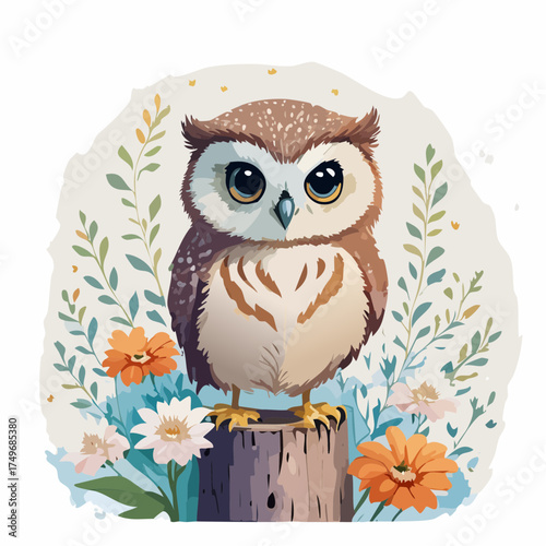 Eulenbaby auf der Blumenwiese