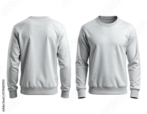 Blank sweatshirt mockup, front and back views