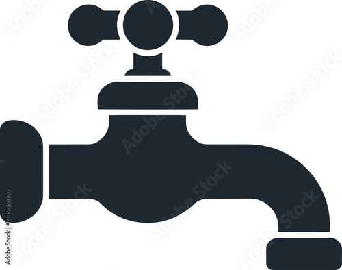 Simple water faucet symbol for plumbing and household water supply