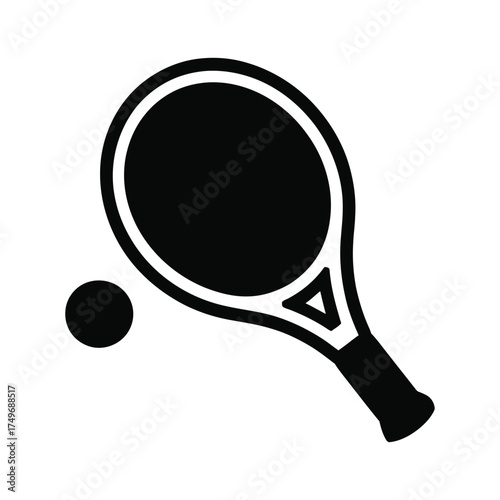 Tennis racket and ball illustration for sport and recreation themes