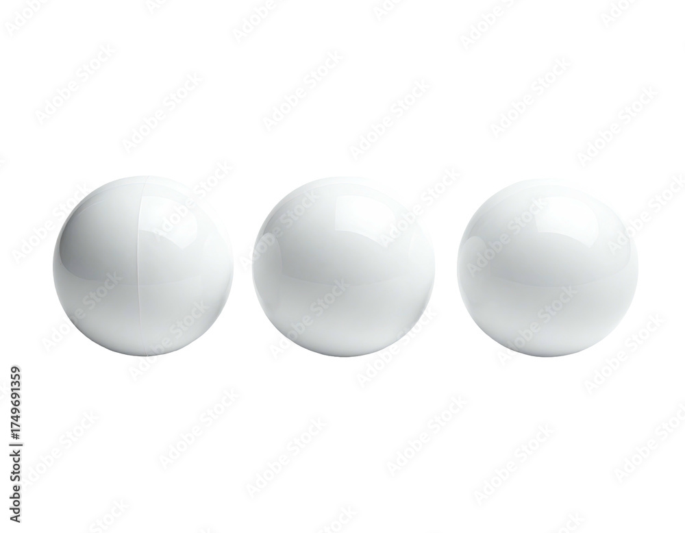 Obraz premium Three smooth white spheres in a horizontal row