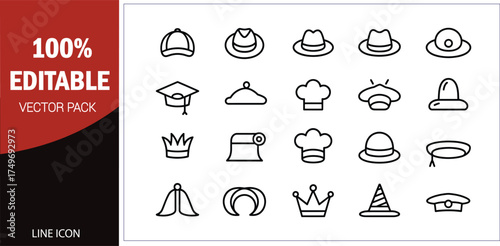 Editable Vector Pack of Headwear and Hats Icons illustration