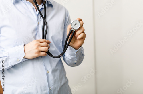 Close-up shot of a doctor h...