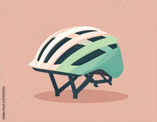Safety Helmet Illustration: A minimalist illustration of a safety helmet, a symbol of protection and security, rendered with soft colors and clean lines.