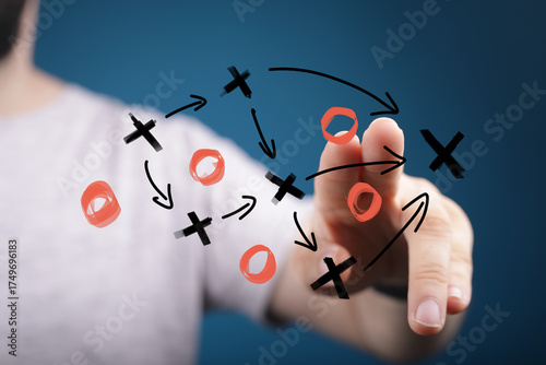 Hand drawing strategy plan,...